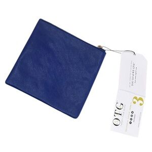 NWT On the Go 247 Royal Blue Leatherette Cosmetic Pouch gold-tone zipper #3